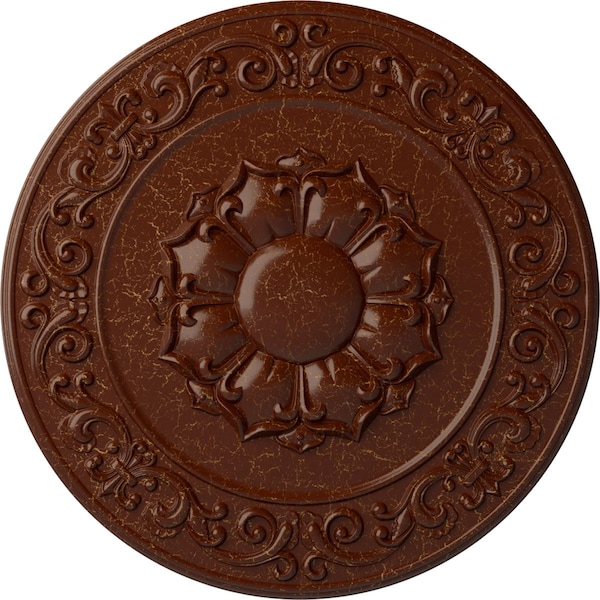 Ekena Millwork Sydney Ceiling Medallion (Fits Canopies up to 5 3/4"), 27 3/4"OD x 2"P, Burnished Mahogany Crackle CM27SYBMC - main